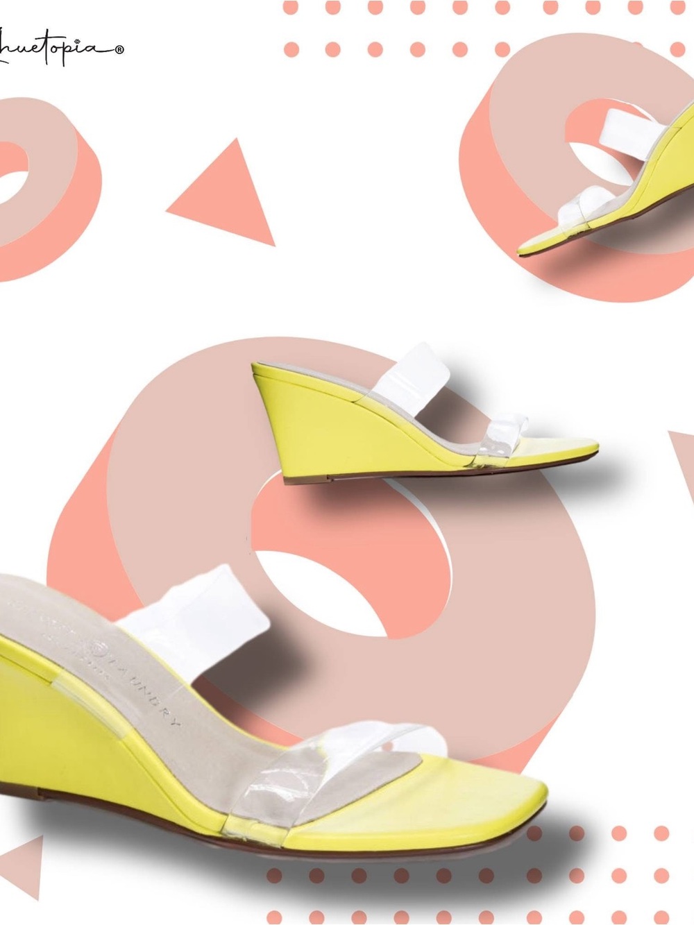 Chinese Laundry Yellow Wedge Slide Sandals with Clear Straps
